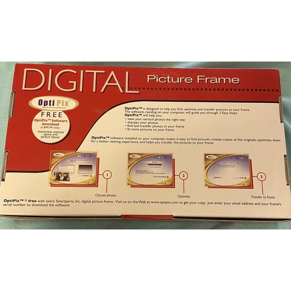 New Digital Photo Frame SP70BRS 7-Inch Opti Pix 9X6.5 NIB Smart Parts‎